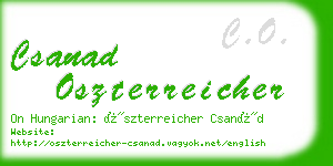 csanad oszterreicher business card